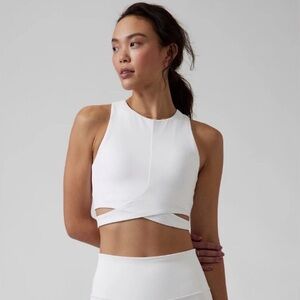 Athleta Conscious Cut Out Crop D-DD white tank  top